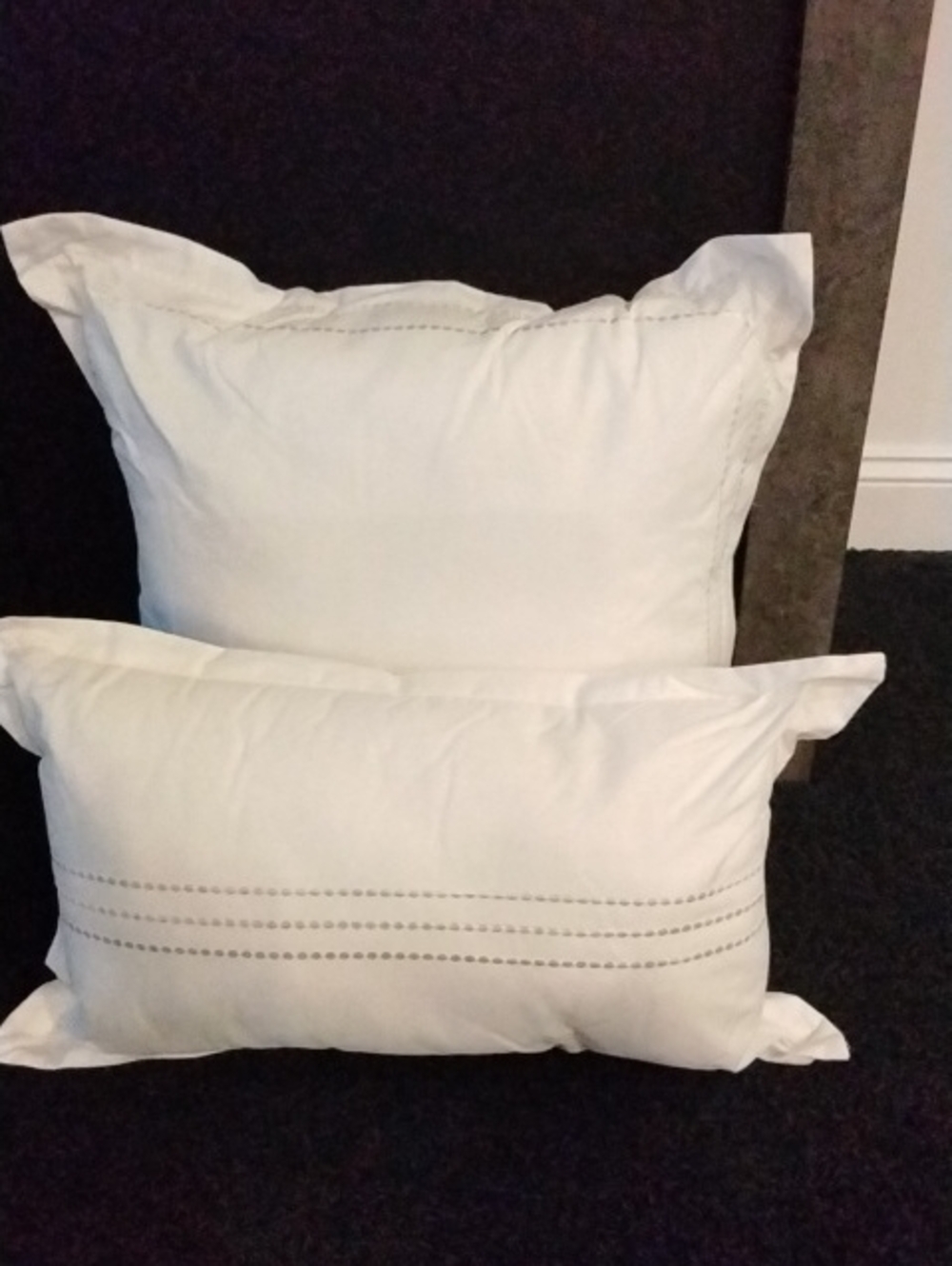 White Decorative Stitched Throw  Pillows Set of 2